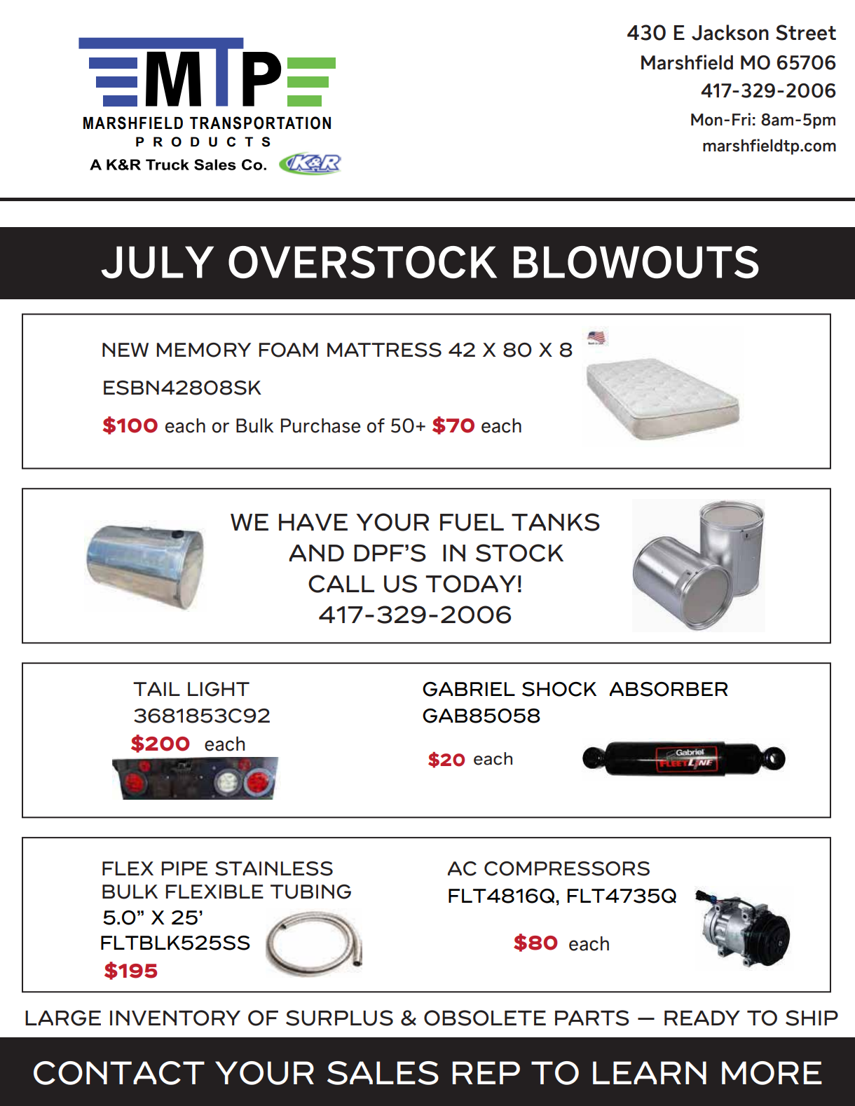 Marshfield Transportation Products July 2026