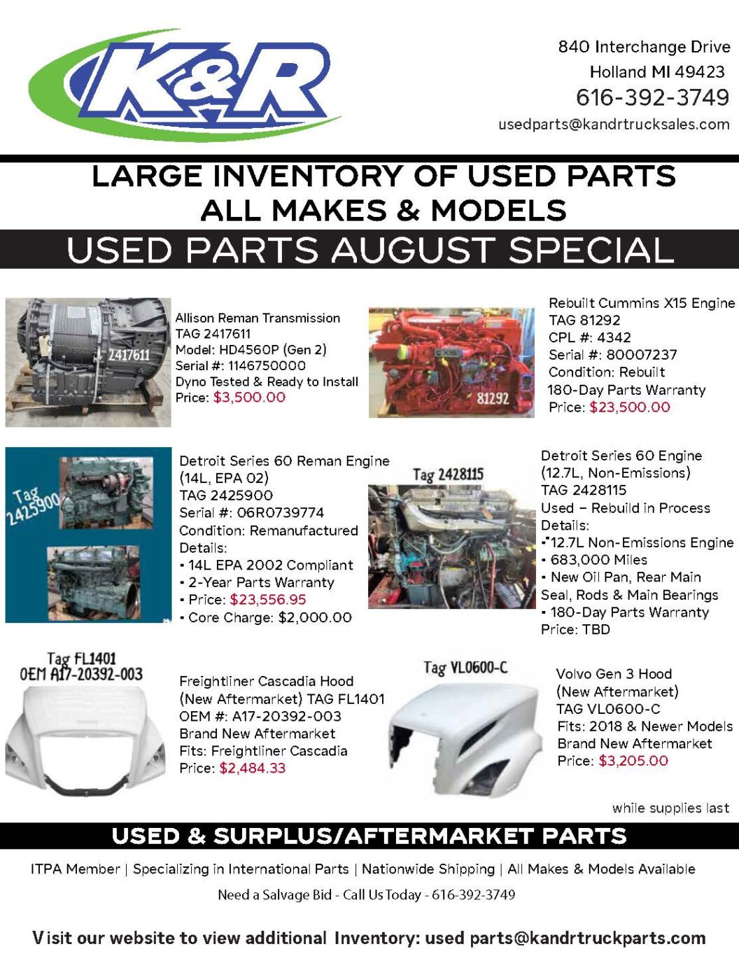 Used Parts August 2025