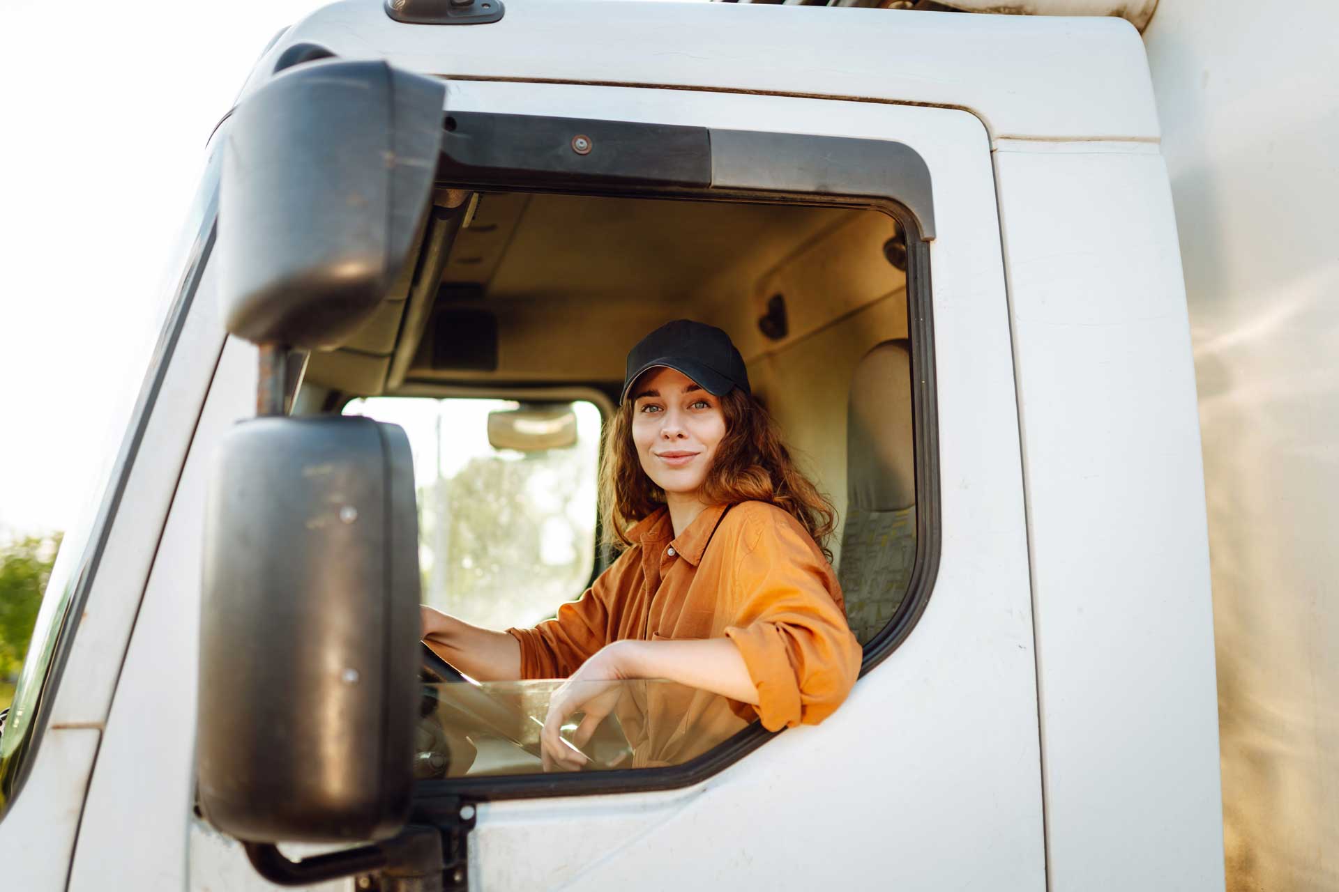 Female Driver In Truck