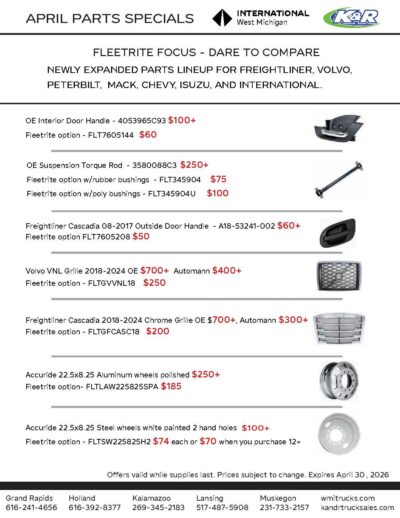 April Parts Specials