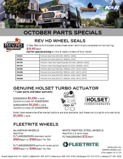 October Parts Specials